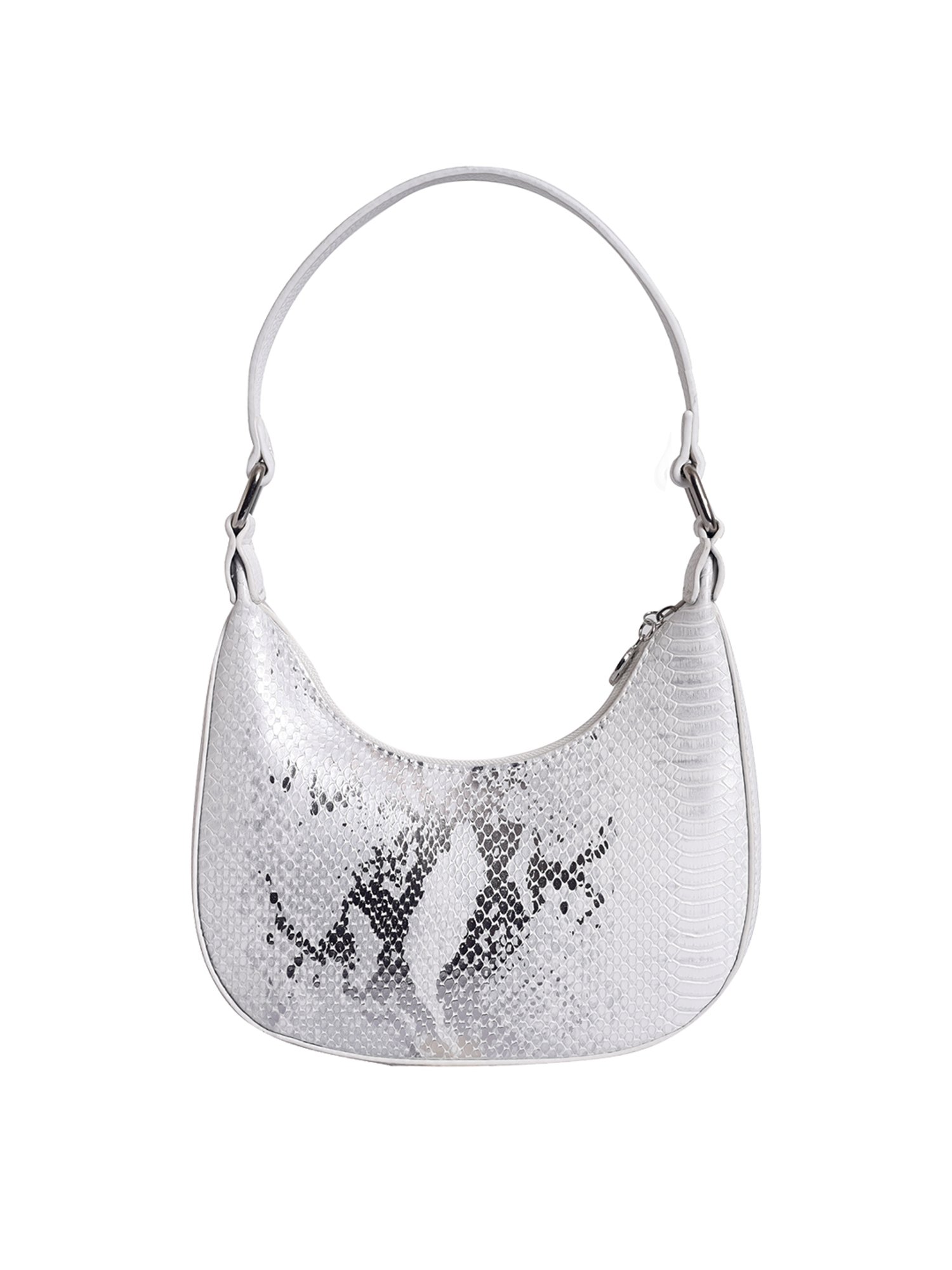 Lino Perros White Textured Small Hobo Shoulder Handbag