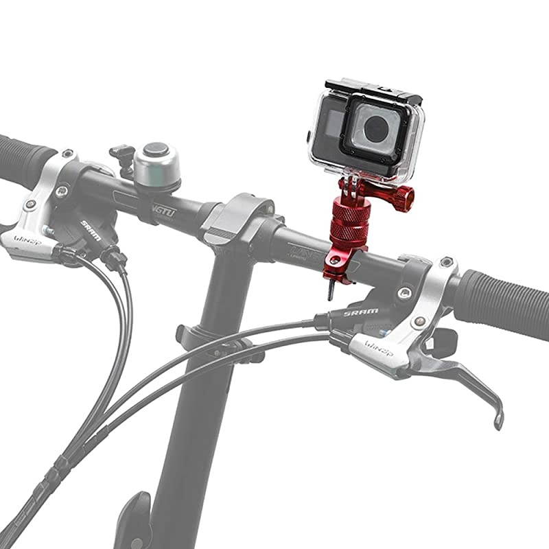Aluminium 360 Rotation Mountain Bike Handlebar Mount Holder,Camera Motocross Grip Bar Stand Tube Clip for GoPro Hero 9 8 7 6 5 4 3+, Campark, AKASO, DJI OSMO XiaoYi and Most Action Cameras,Red