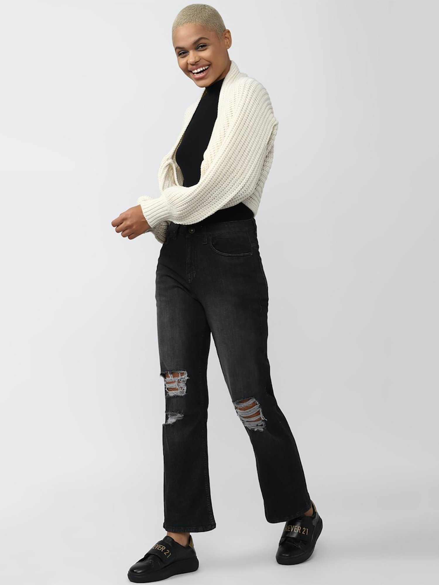 Forever 21 Cream Textured Sweater