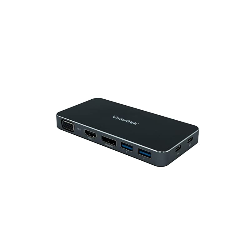VT200 USB C Portable Dock (901226) | Dual Display, USB 3.0, HDMI | DisplayPort, VGA, Power Delivery Passthrough | USB-C Laptop, Mac, PC Compatible, USB-C, w/Power Passthrough