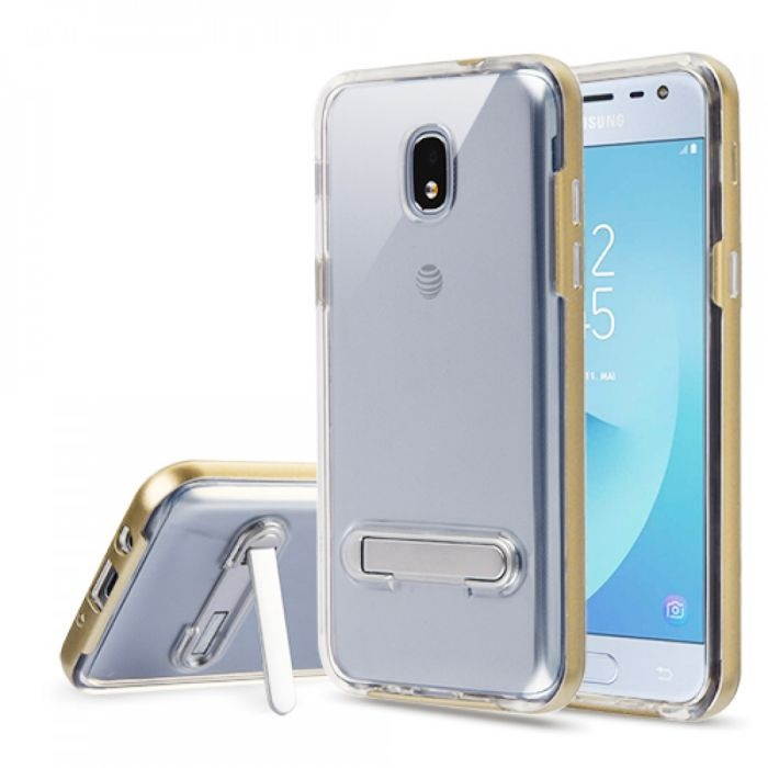 Gold/Transparent Clear Hybrid Protector Cover (w/ Magnetic Stand)