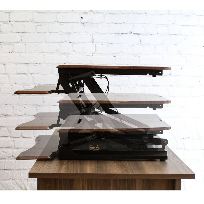 35.4" Airlift Gas Spring Dual Monitor Adjustable Height Standing Desk Walnut - Seville Classics