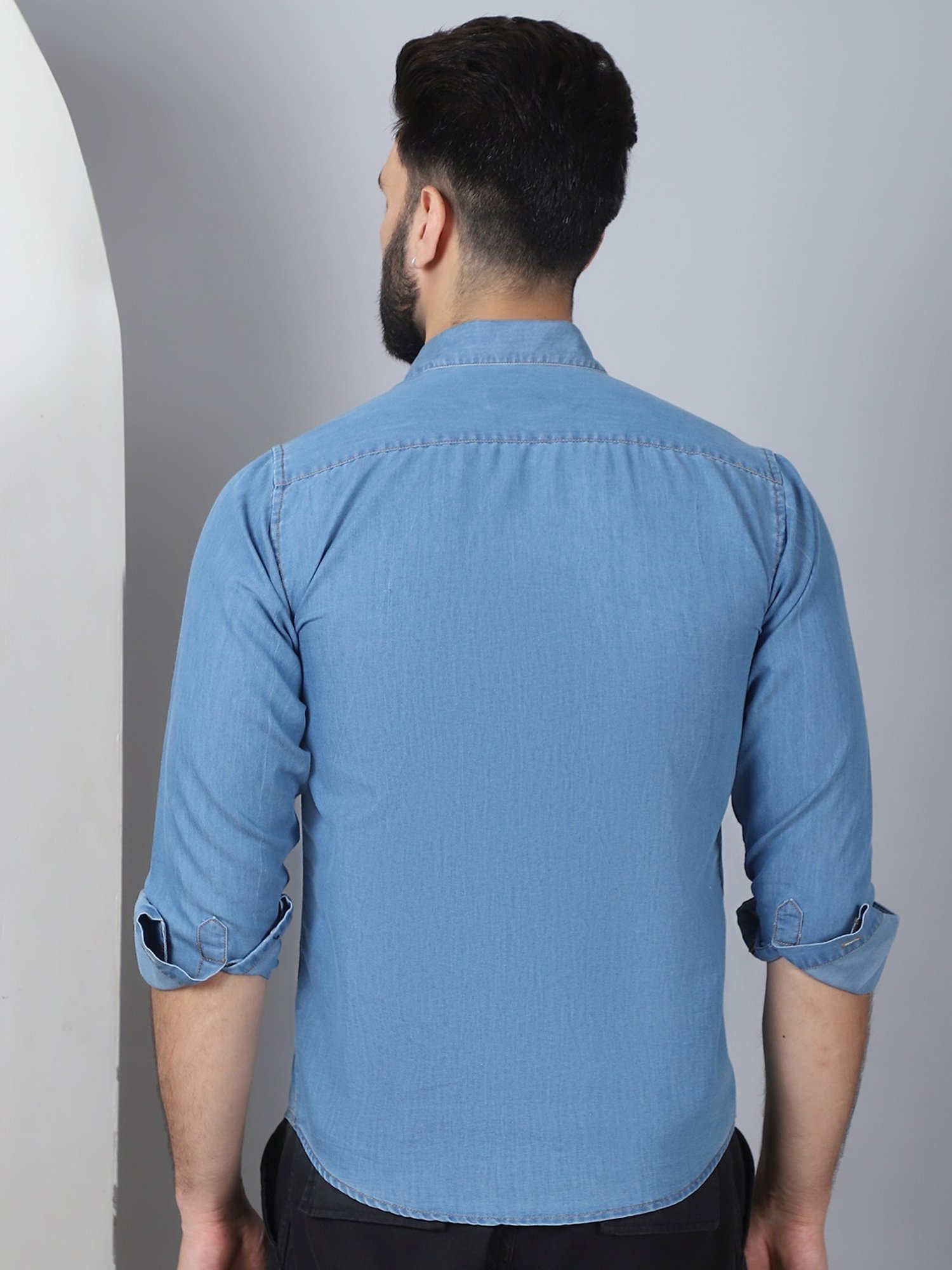 Indian Needle Light Blue Regular Fit Denim Shirt