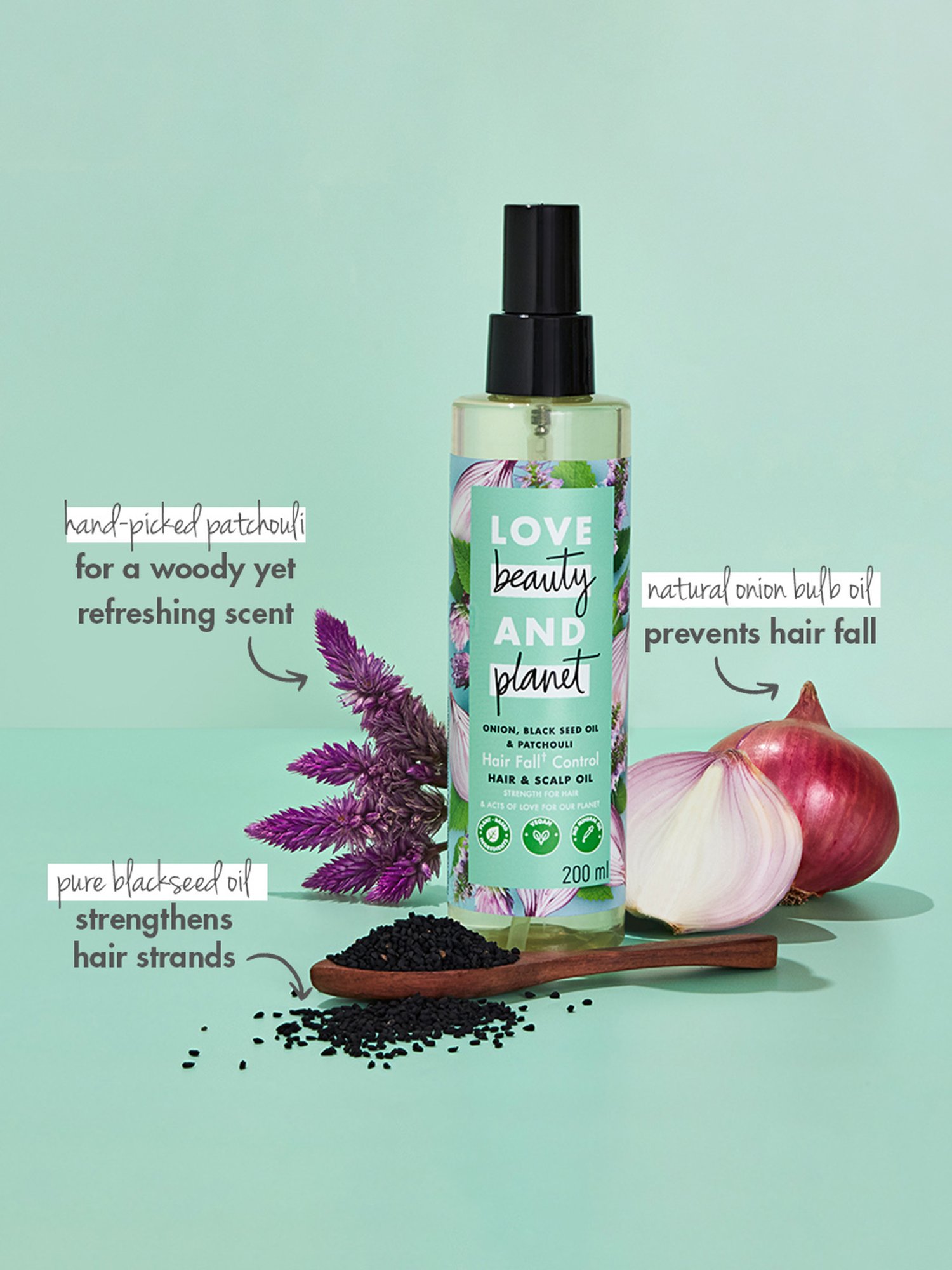 Love Beauty & Planet Onion, Black Seed Oil & Patchouli Hair Oil - 200 ml
