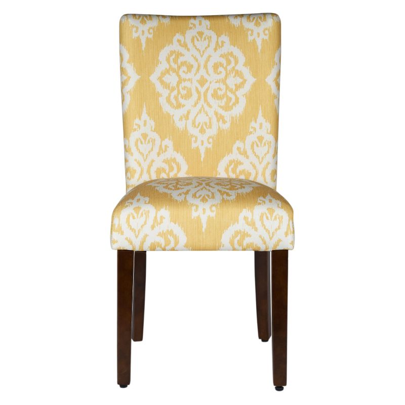 Set of 2 Parson Dining Chair Wood/Damask Yellow - HomePop