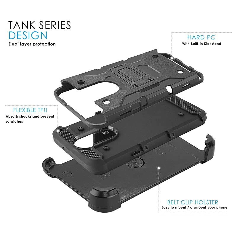 Phone Case for [LG Journey LTE (L322DL)], [Tank Series][Gray] Cover with Built-in Kickstand & Holster Belt Clip for LG Journey LTE (Tracfone, Simple Mobile, Straight Talk, Total Wireless)