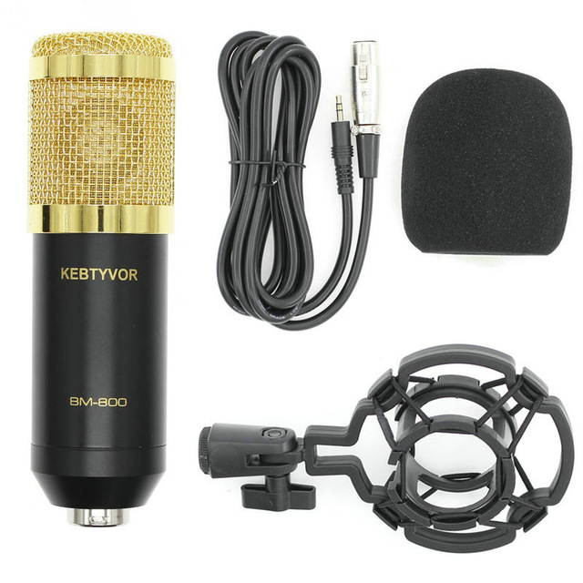 BM-800 Dynamic Condenser Sound Recording Microphone with Shock Mount for Radio Braodcasting KTV Karaoke with Shock Mount