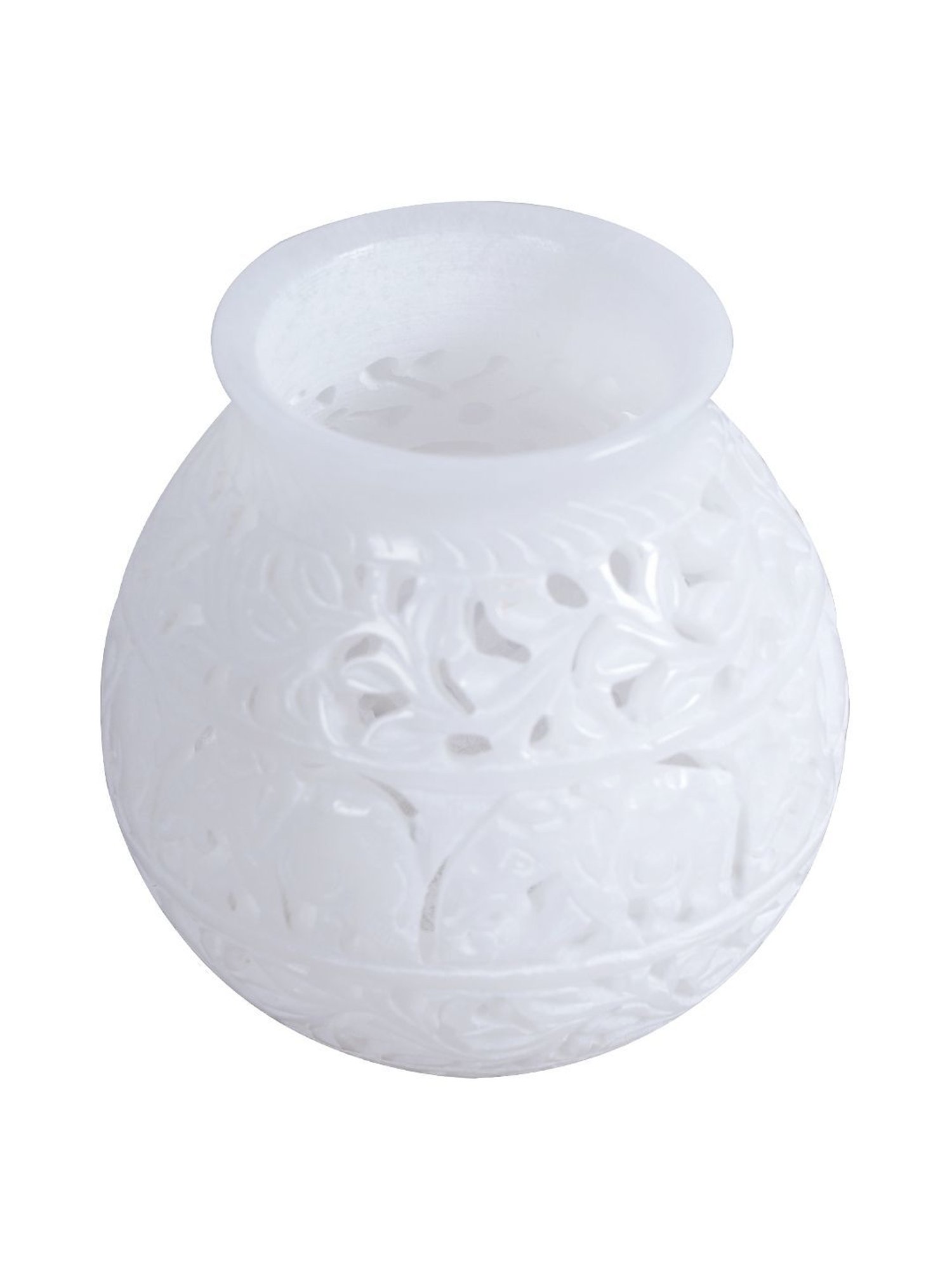 Aapno Rajasthan White Marble Matki Shape Tealight Holder