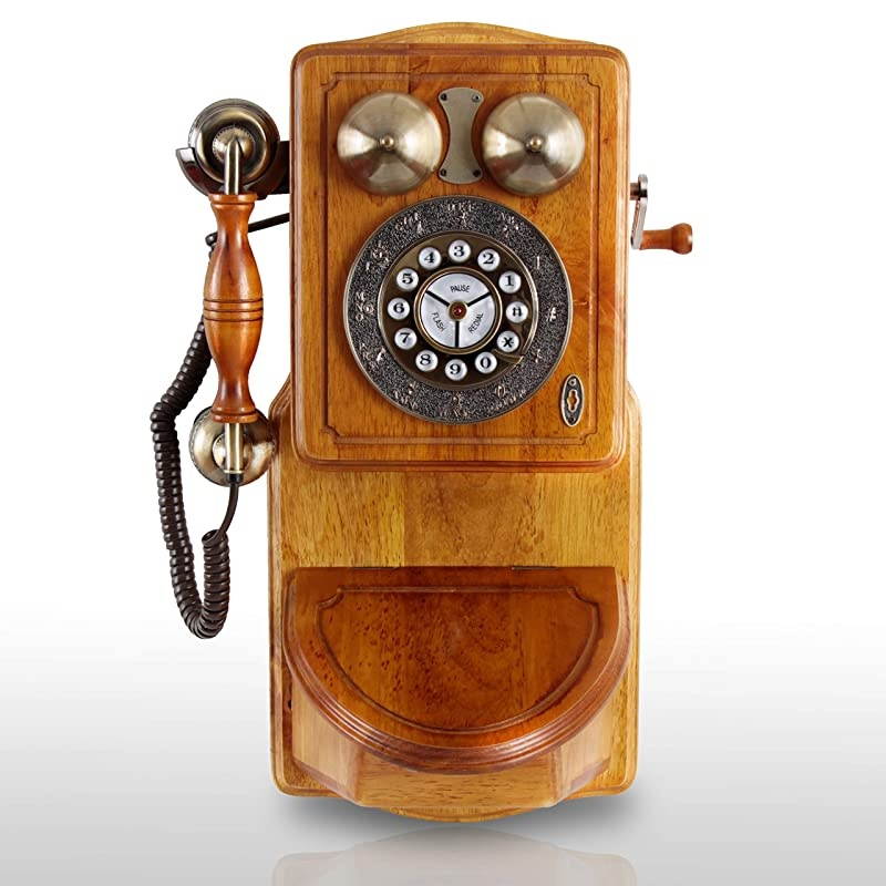 PRT45 Retro Antique Country Wall Phone Retail Packaging Wood