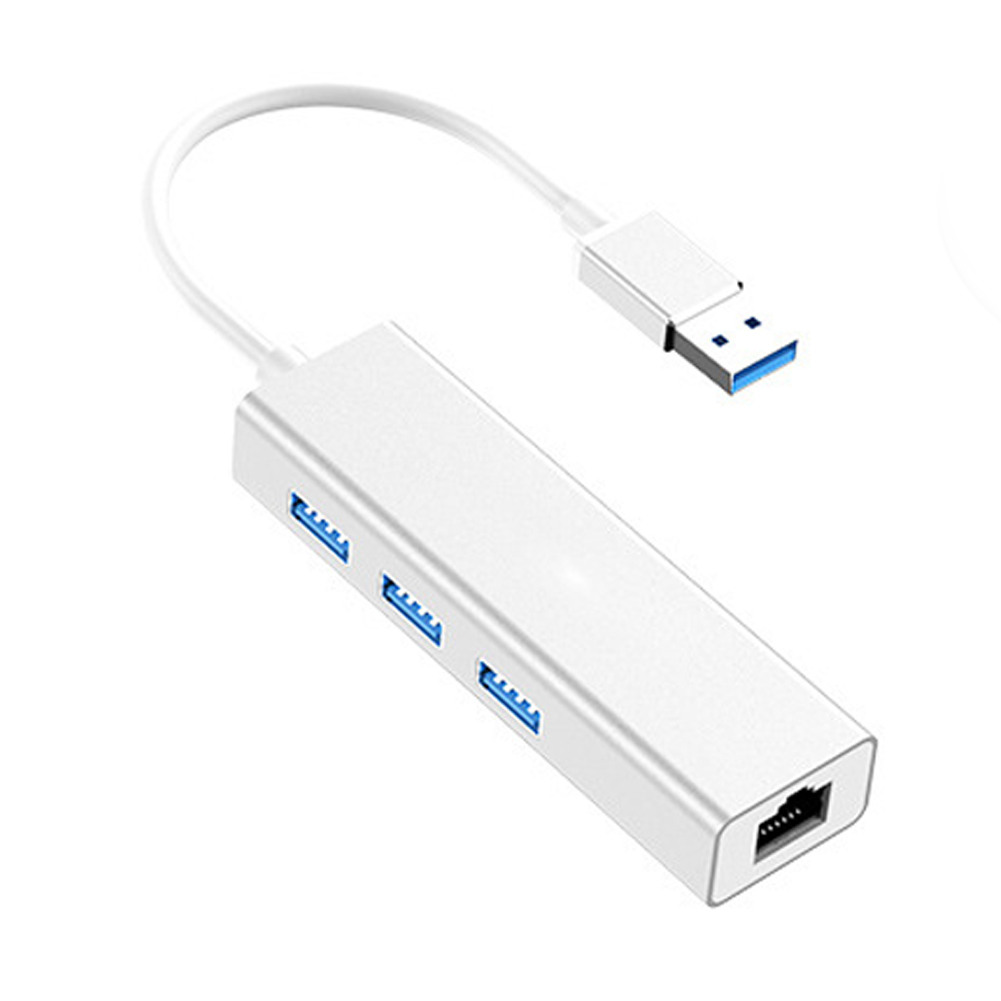 USB C to 3 USB 2.0 Ports Hub with RJ45 Ethernet LAN Adapter Compatible 2020-2016 MacBook Pro 13/15/16, New Mac Air, MacBook 12, Surface Pro 7/Book 2/Go, Chromebook, More