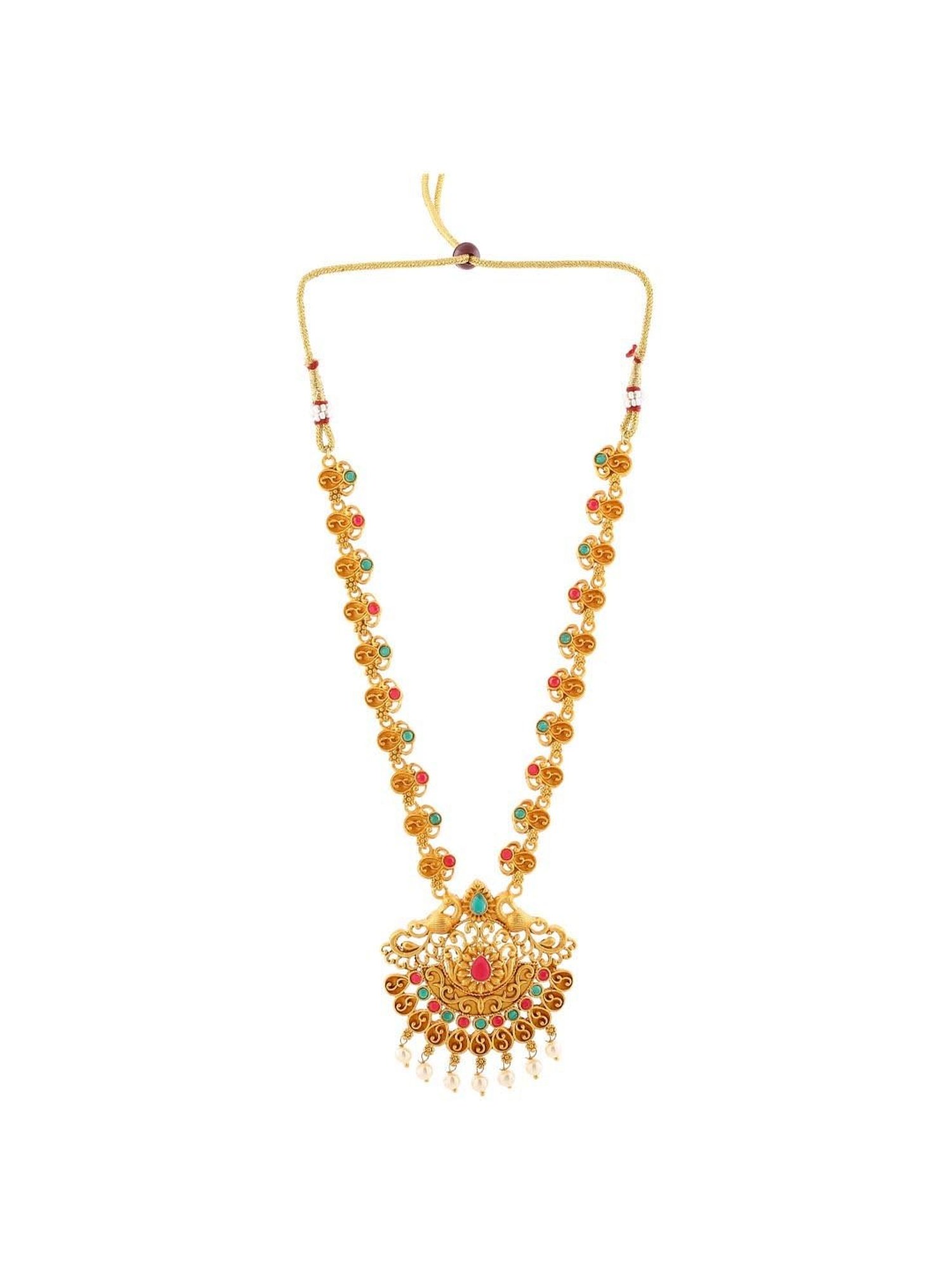 Estele Gold-Plated Gorgeous Peacock Designer Necklace Set with Pearls for Women