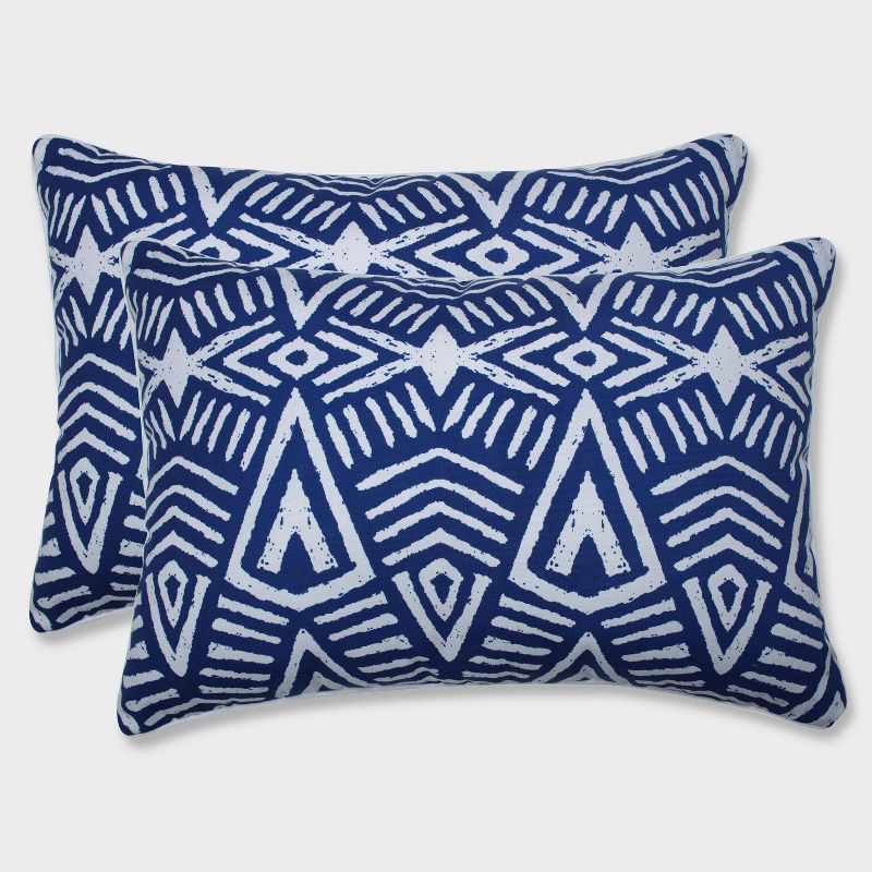 2pk Oversize Geometric Dimensions Rectangular Throw Pillows Blue - Pillow Perfect