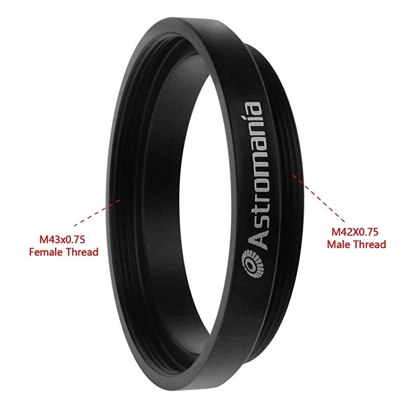 M43x0.75 Female to M42X0.75 T / T2 Male Thread Telescope Adapter - The Camera Adapter for  1.25"/2"-70 Degree Super Wide Angle (SWA) Eyepiece