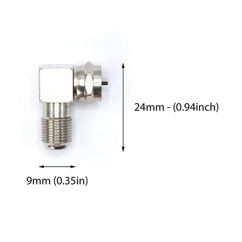 Coaxial Cable Right Angle Connector | 50 Pack | for Tight Corners and Flat Panel TV Mounting 90 Degree F Type Adapter for Coax Cable and Wall Plates