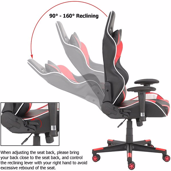 Gaming Chair, High Back PU Leather Office Chair, Adjustable Video Gaming Chairs, Swivel Racing Chair
