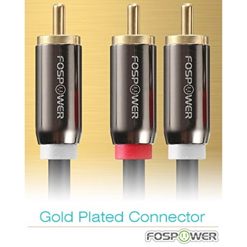 fospower rca yadapter 3 feet 1 rca male to 2 rca male audio y adapter subwoofer cable  dual shielded | 24k gold plated