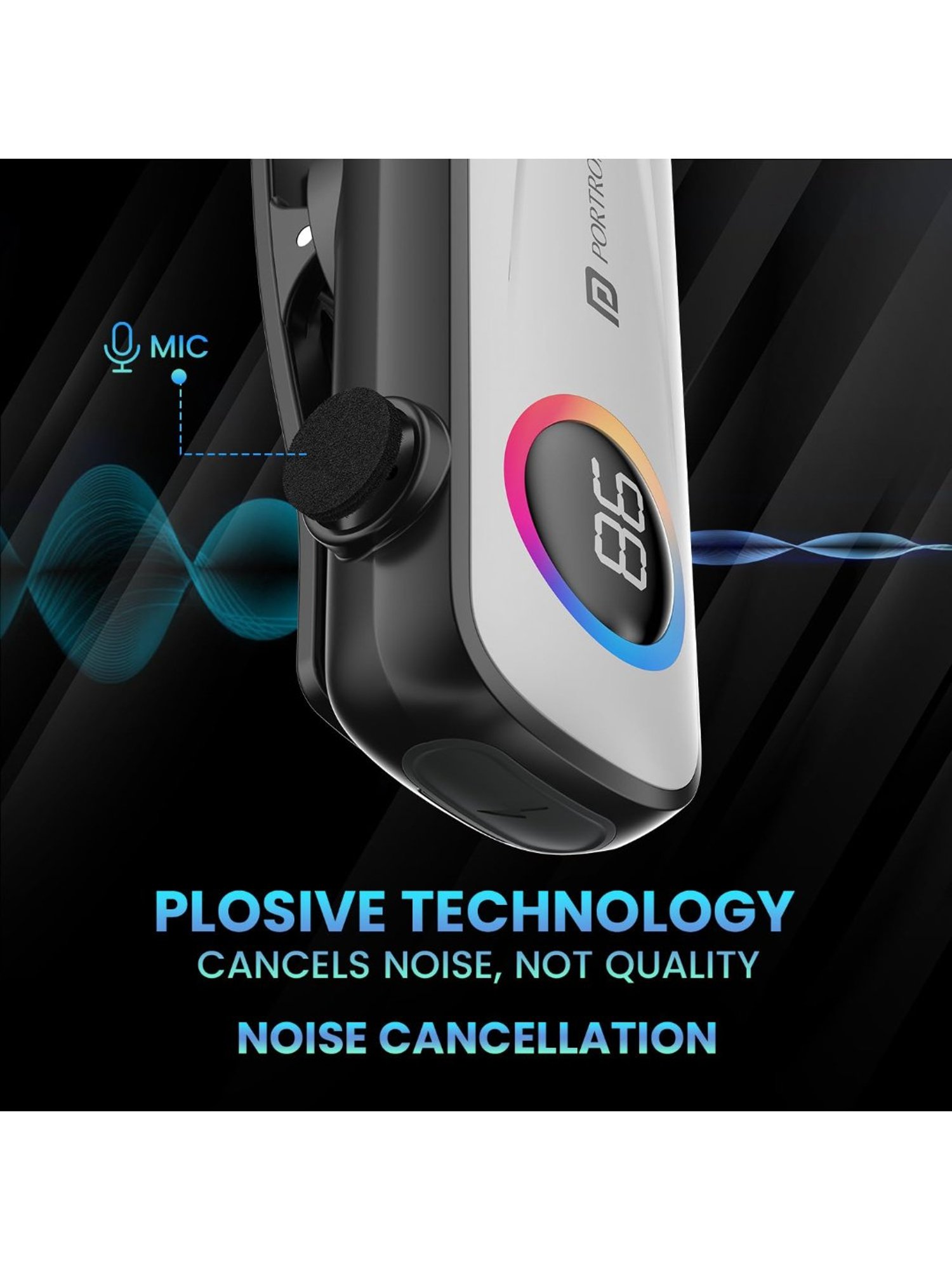 Portronics Harmonics Klip 5 Retractable BT Calling Earphone with Upto 15H Playback (White)