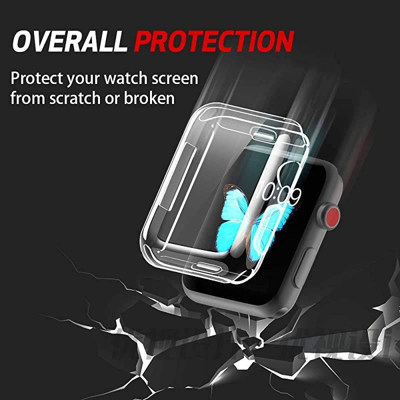 Case Compatible with Apple Watch Series 6/ SE/Series 5/ Series 4 with built in Screen Protector 40mm,Overall Protective TPU Clear Case(2 pack)