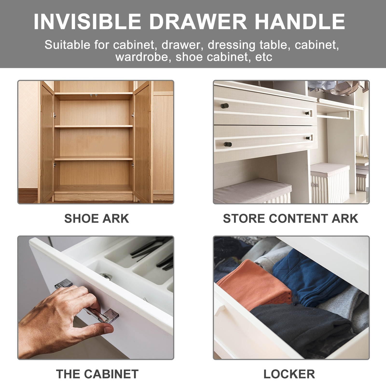 4 Sets Drawer Pull Handle Prime Sturdy Embedded Durable Accessories Pull Handle for Drawer