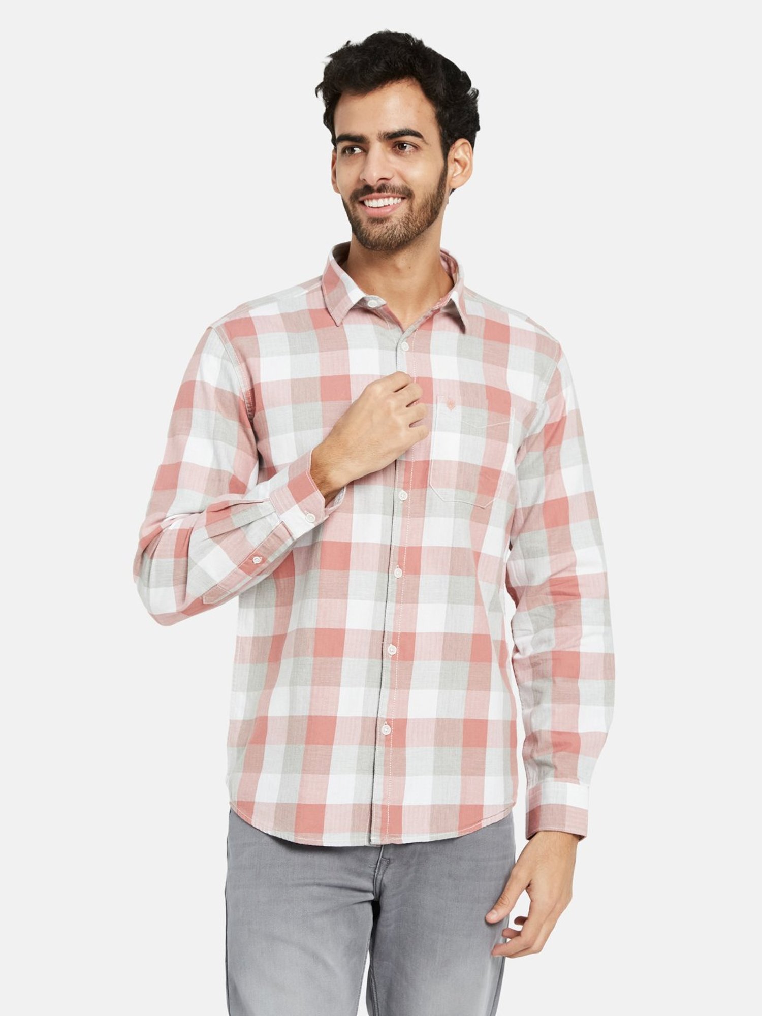 METTLE Coral Regular Fit Check Shirt