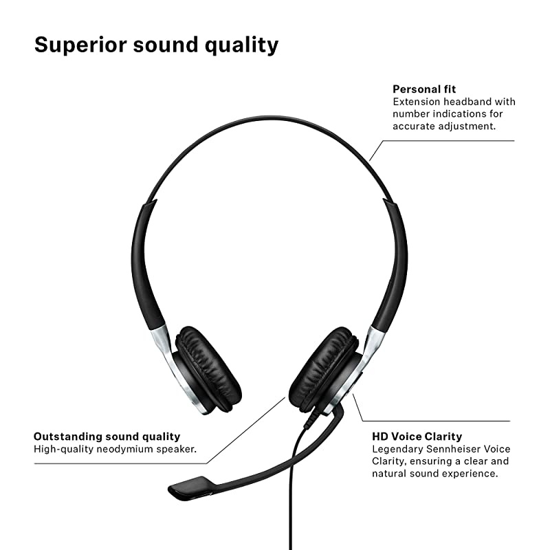 SC 665 507256 DoubleSided Business Headset | For Mobile Phone and Tablet Connection | with HD Sound amp Ultra NoiseCancelling Microphone Black