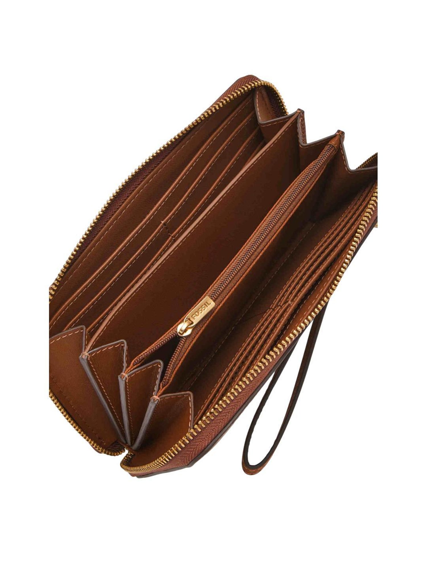 Fossil Brown Solid Zip Around Wallet