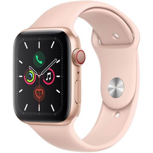 Apple Watch Series 5 GPS and Cellular 44mm Gold Aluminum Case with Pink Sand Sport Band MWW02LL/A