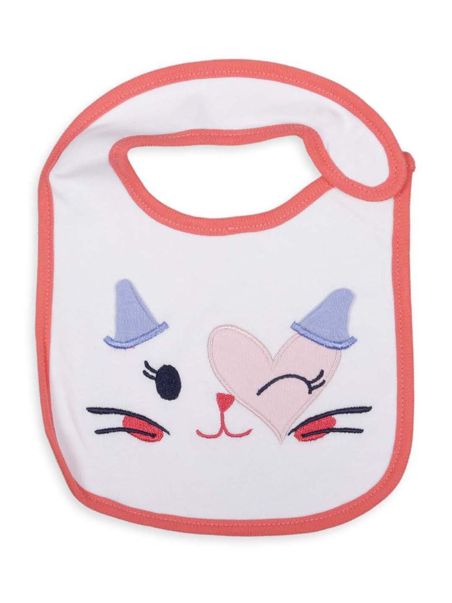 Baby Moo Kids White & Orange Printed Bib Set