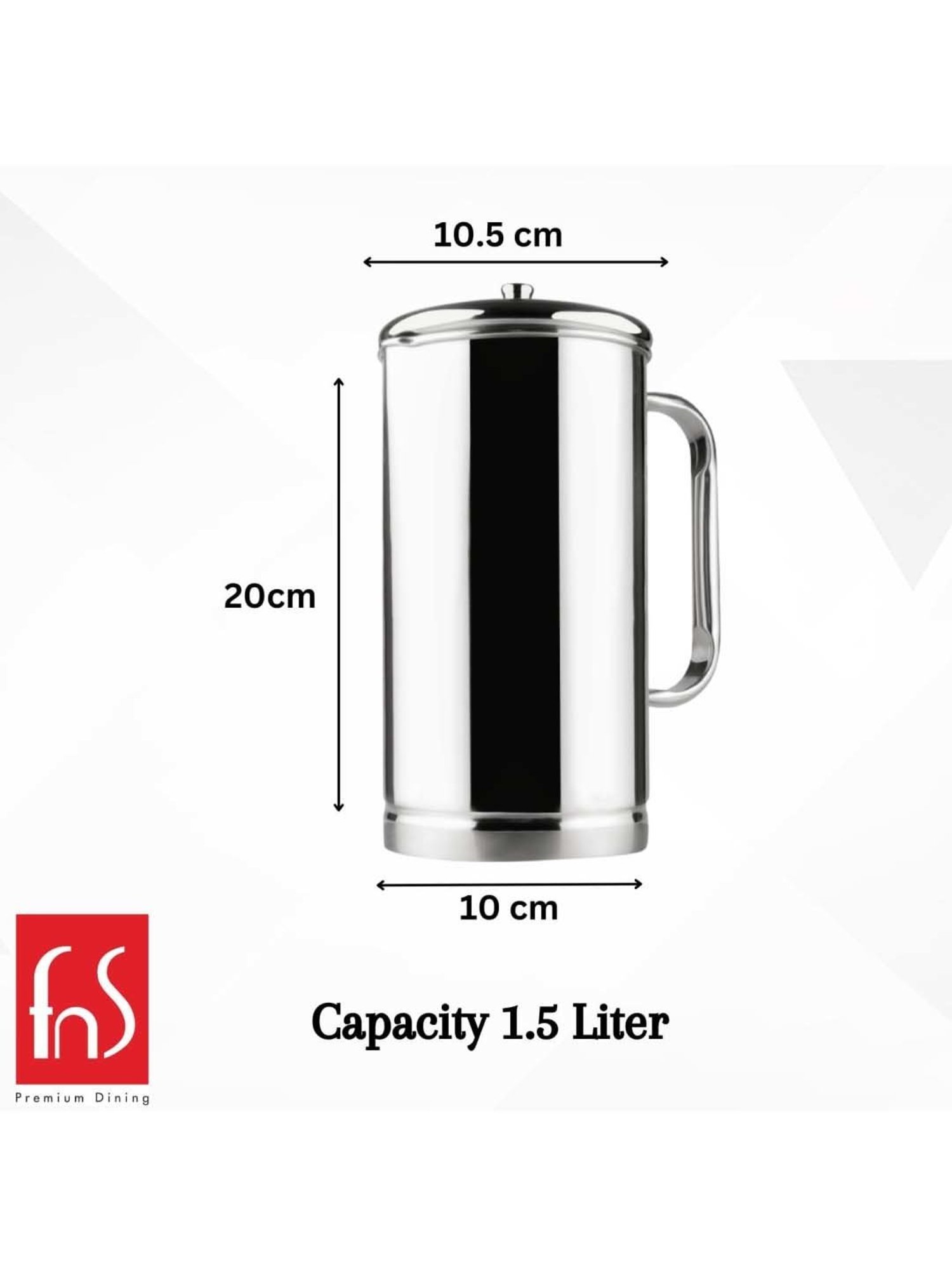 FnS Barista Silver Stainless Steel Pitcher (1.5 L)