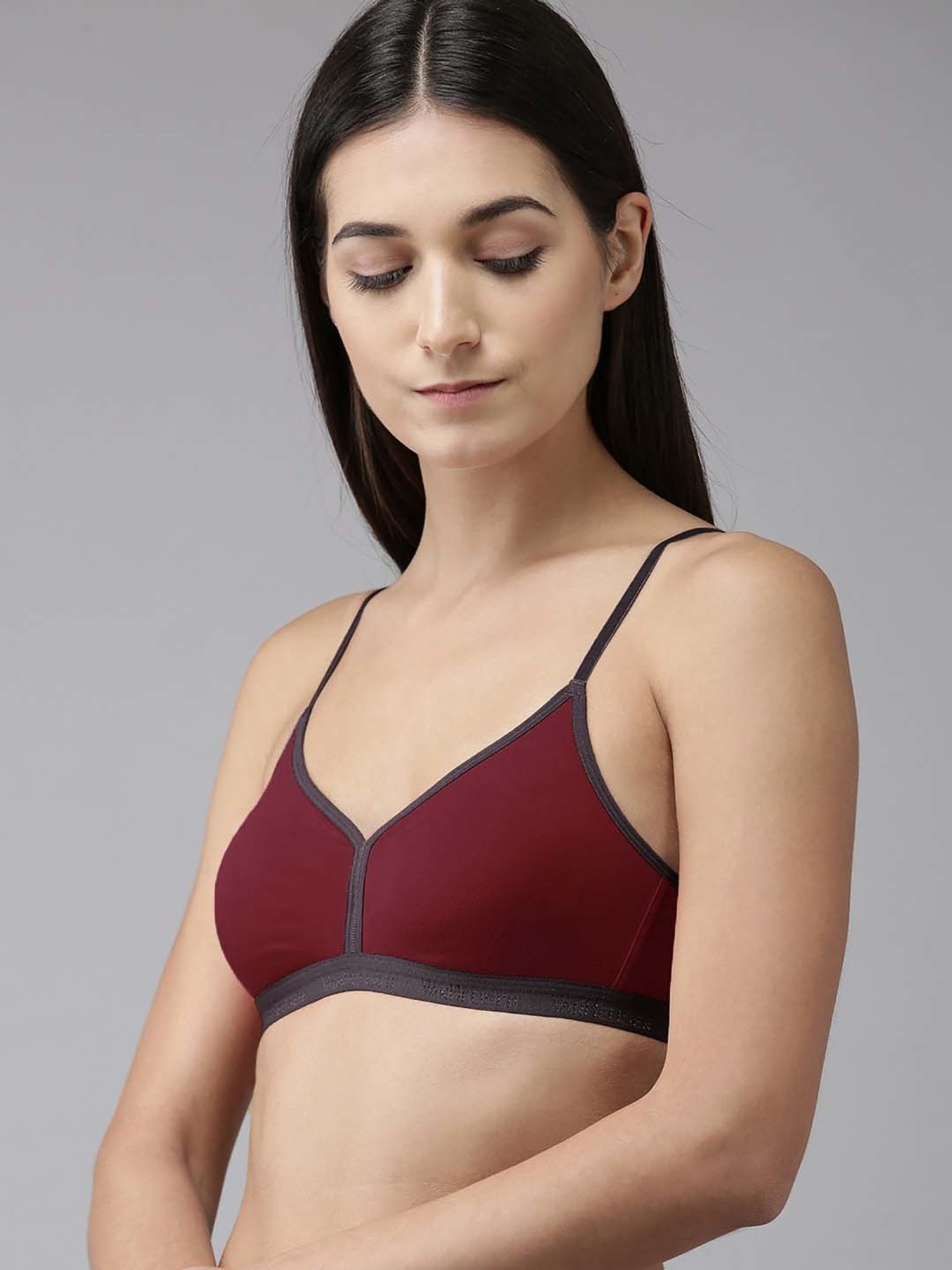 AROUSY Maroon & Green Cotton T-Shirt Bra - Pack Of 2