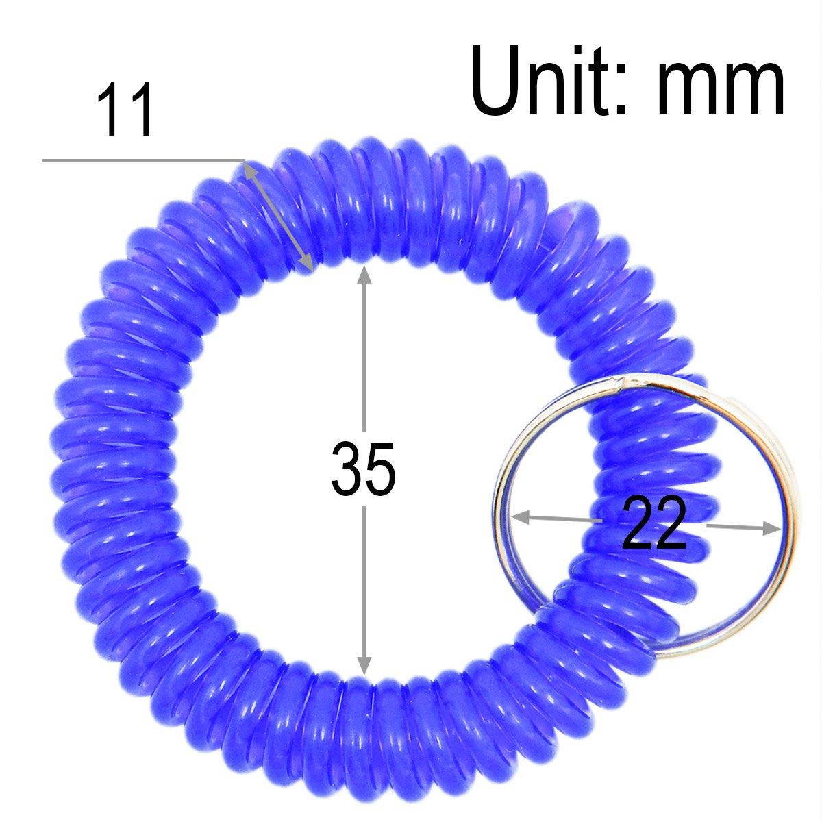 Shells 10PCS Crystal Blue Color Soft Highly Spring Spiral Coil Wrist Band Key Ring Chain