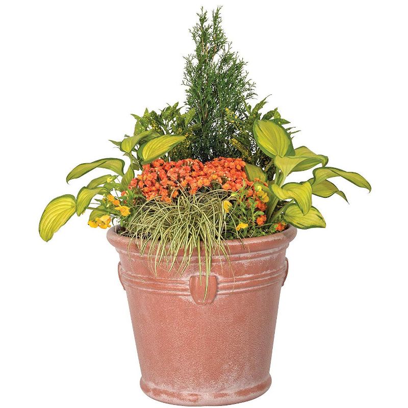 Suncast Waterton 18 Inch Resin Round Decorative Flower Pot Planter (2 Pack)