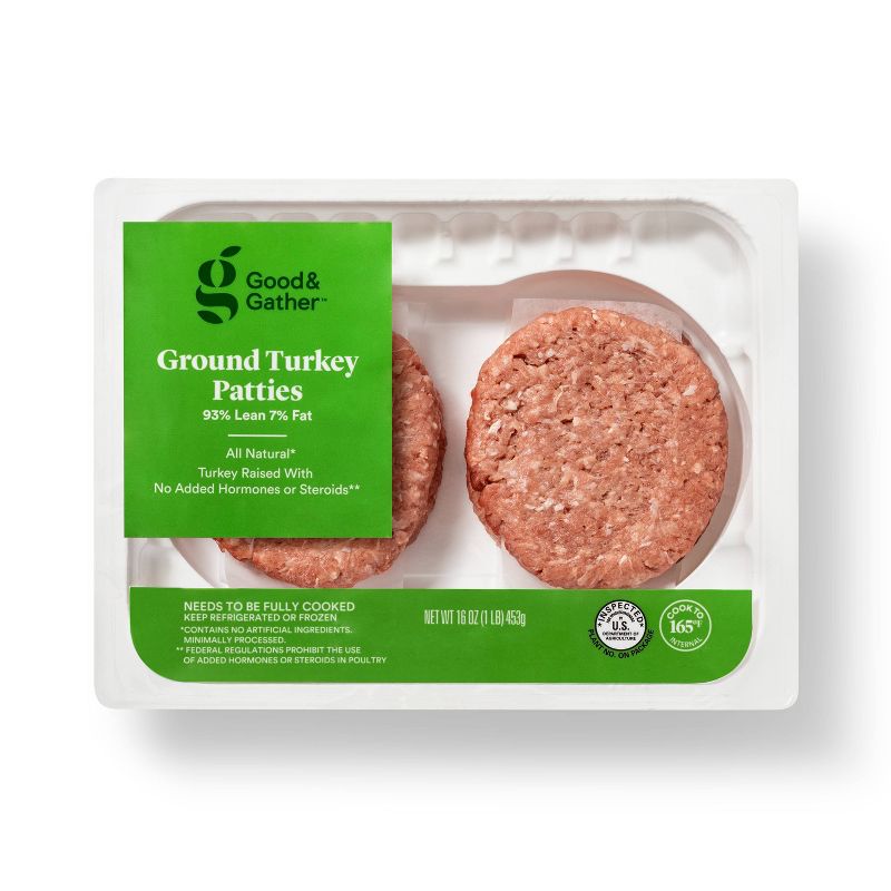 All Natural 93/7 Ground Turkey Patties - 1lb - Good & Gather™