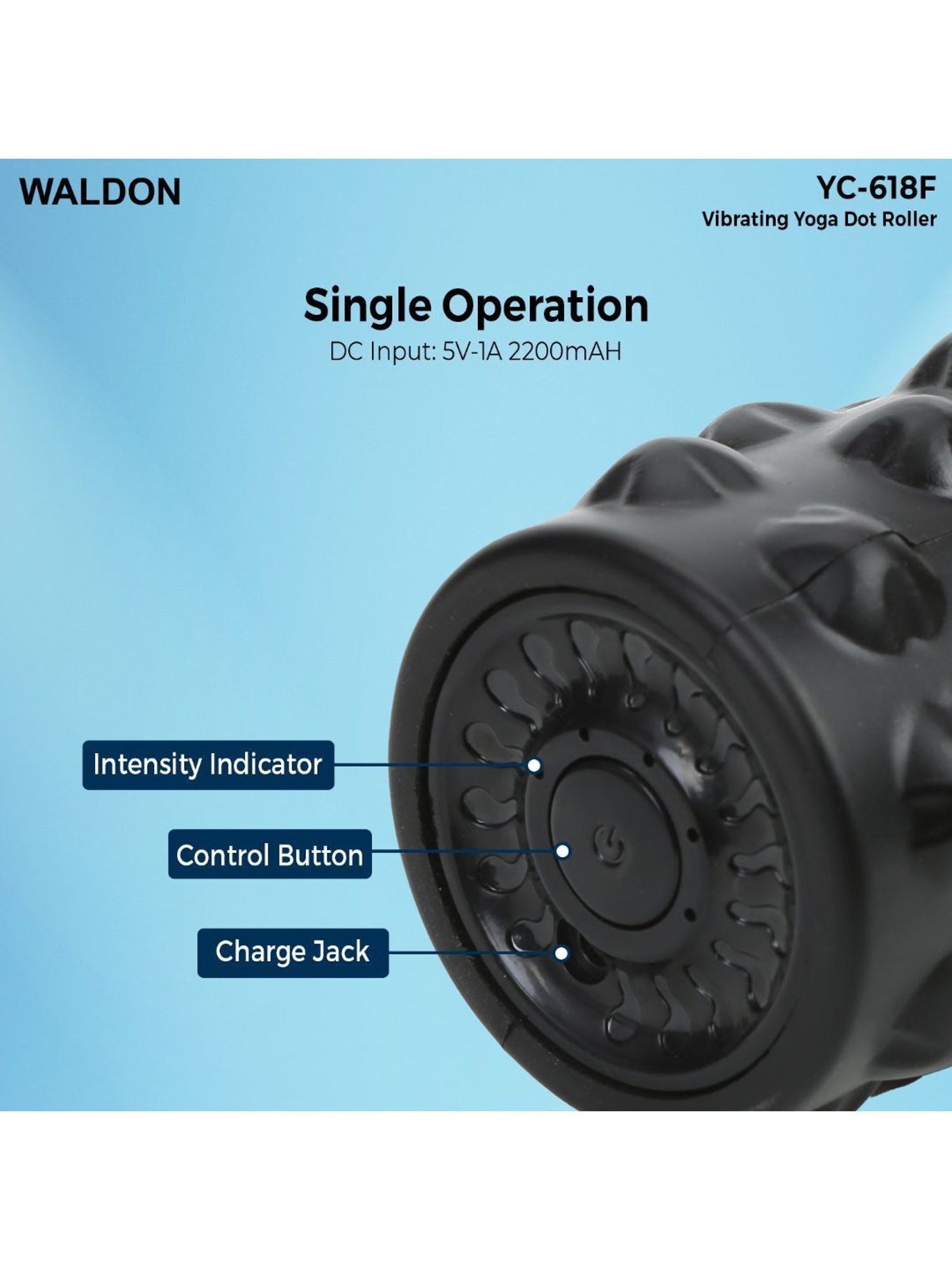 Waldon YC-618F Cordless Electric Vibrating Foam Yoga Roller with Dot Pattern (Black)