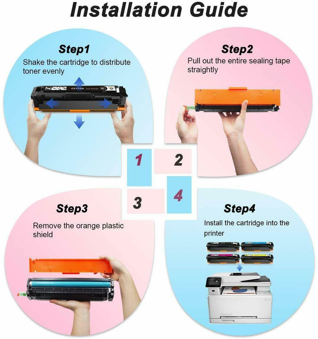4 Toner for HP 410A CF410A Color Laserjet Pro Mfp M477fnw M477fdw M477fdn M452dn