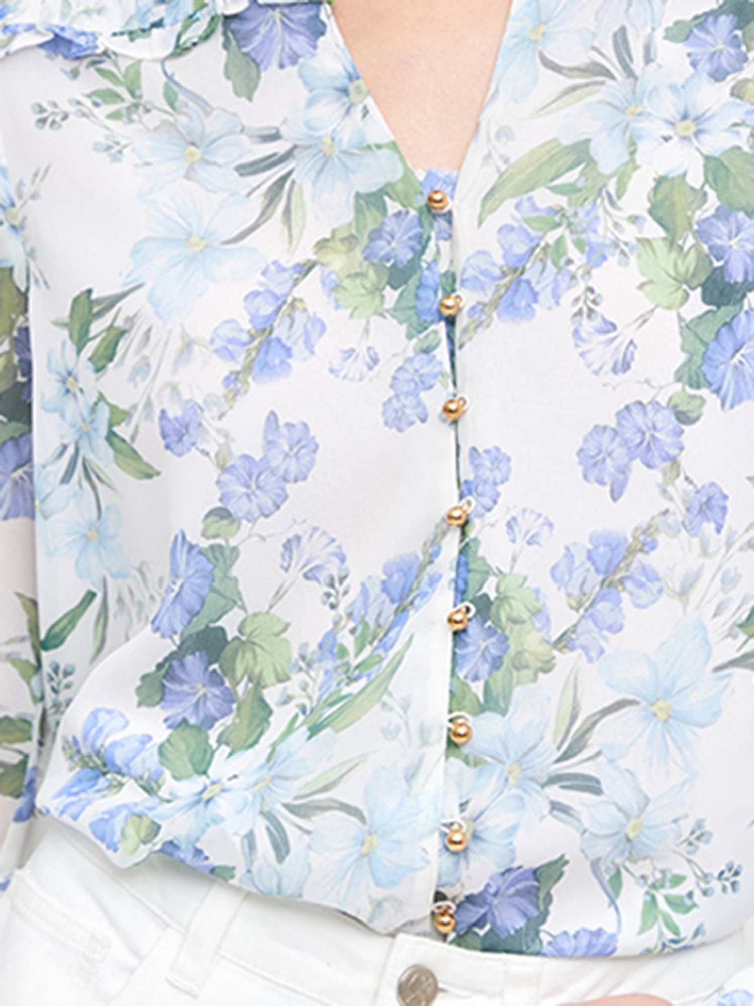 Cover Story Off White Floral Print Top