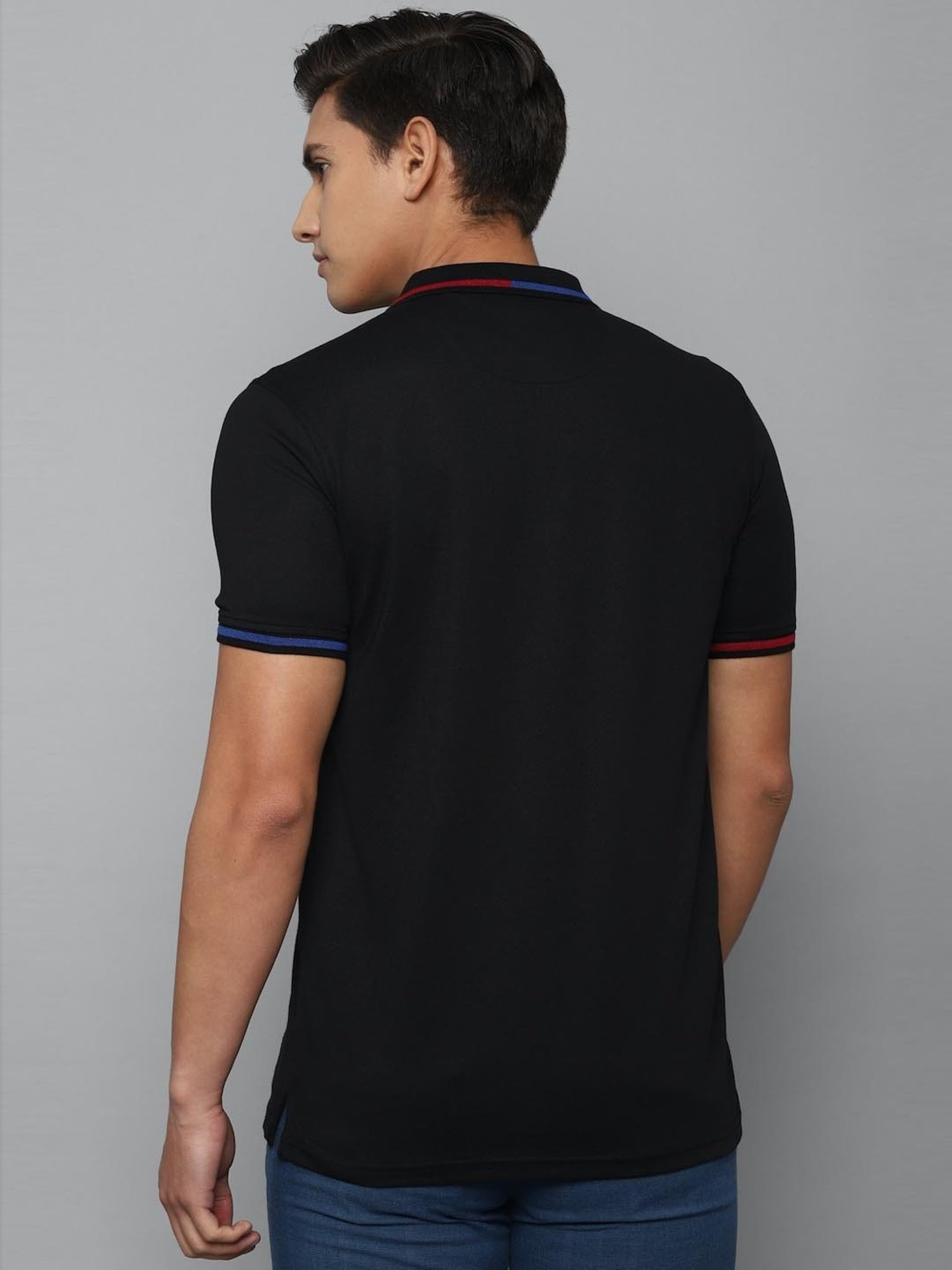 Louis Philippe Sport Black Cotton Slim Fit Printed Polo T-Shirt