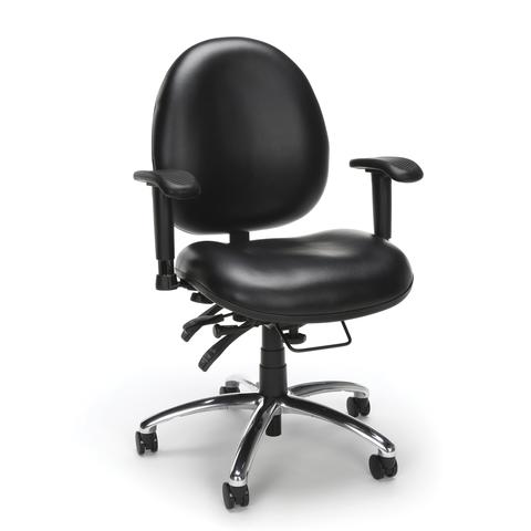 Twenty-Four Hour Fully Adjustable High-Back Vinyl Computer Task Chair (Black)