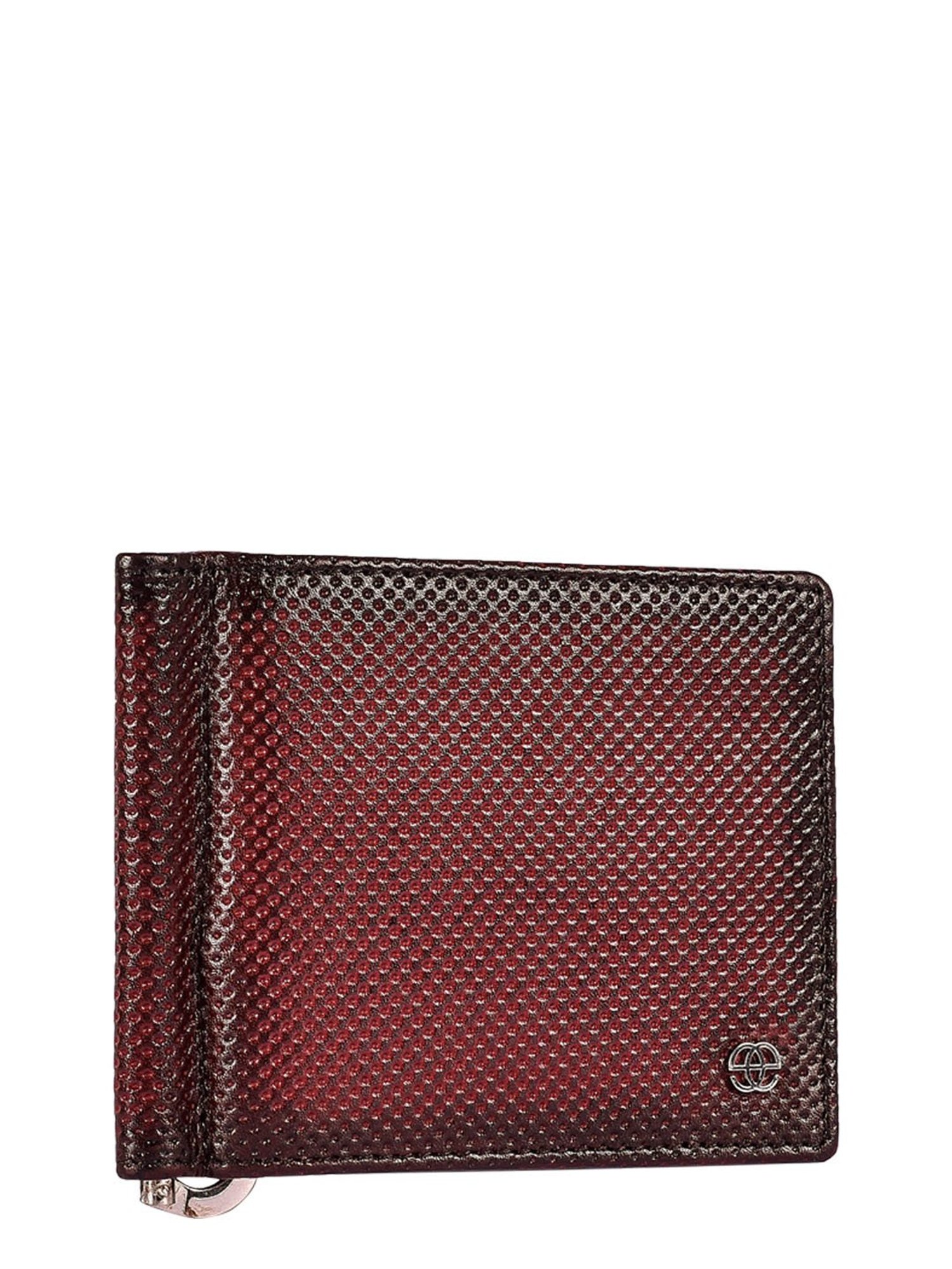 Eske Maroon Textured Money Clip Wallet for Men