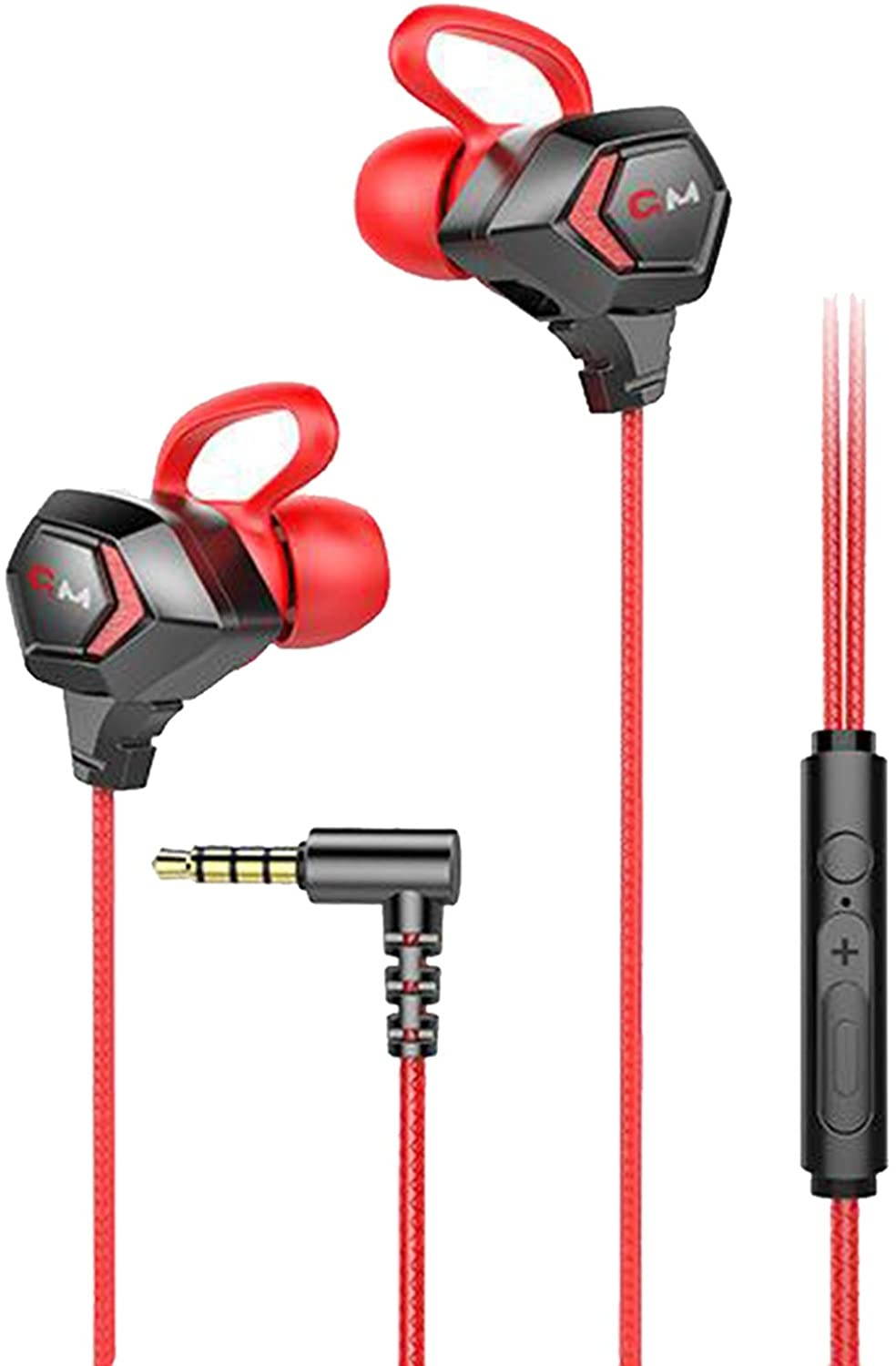 MagiDeal Wired Gaming Earphone 3.5 MM E-Sport Earphone Stereo Bass Gaming Headphone with Adjustable Mic for Laptop, Cellphone - Red, Length 4 Feet