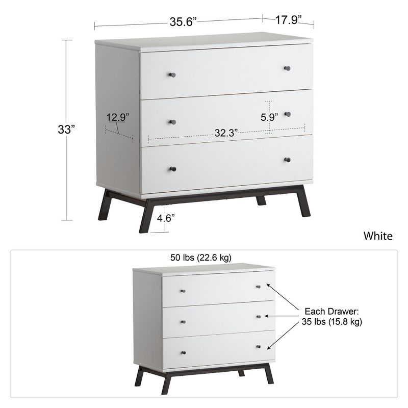 Little Seeds Rowan Valley Lark Urban 3 Drawer Dresser, White
