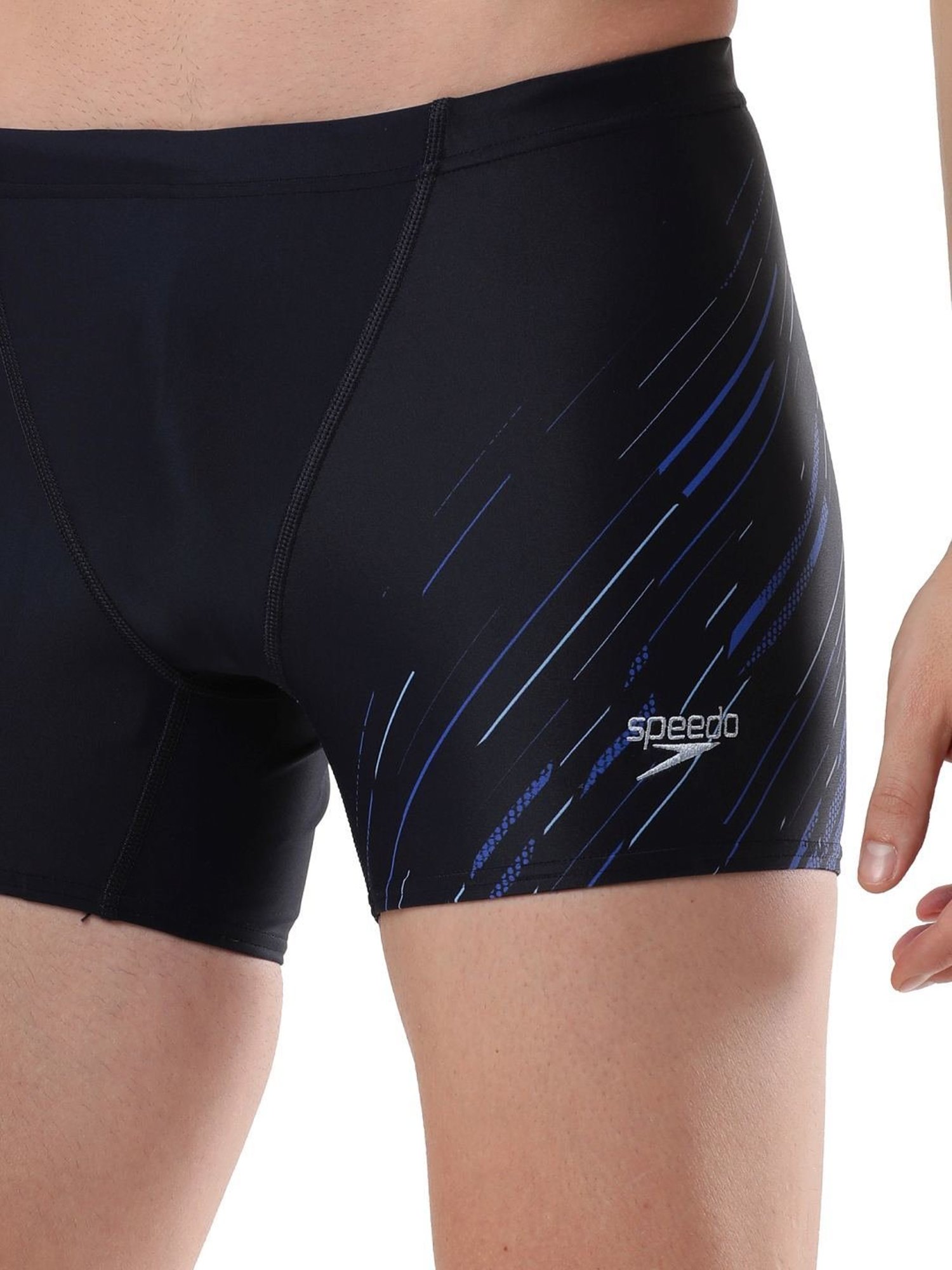 Speedo Navy Regular Fit Self Pattern Swimwears