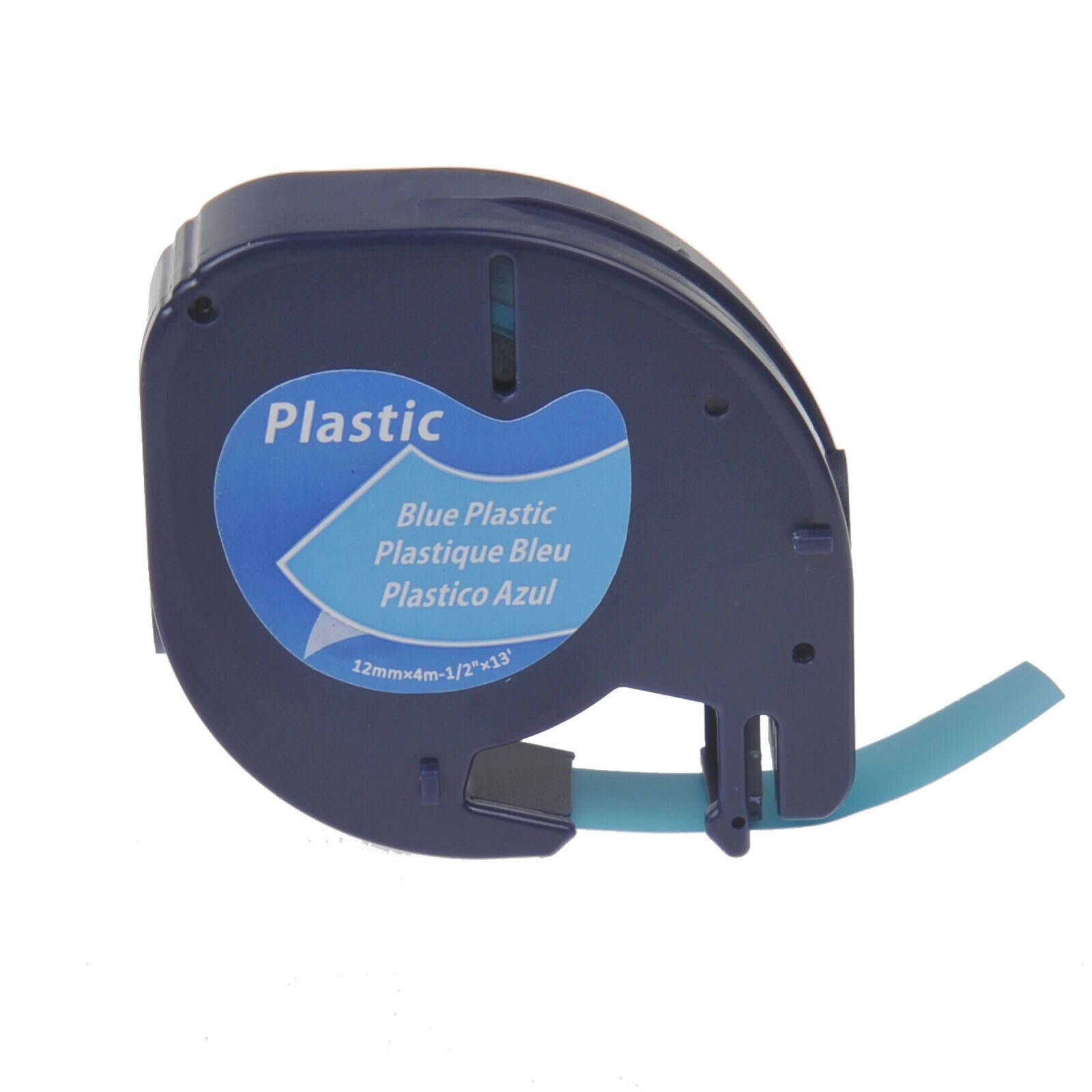 Black on Blue Plastic Label Tape for DYMO Letra Tag LT 91335 12mm 1/2" x 13