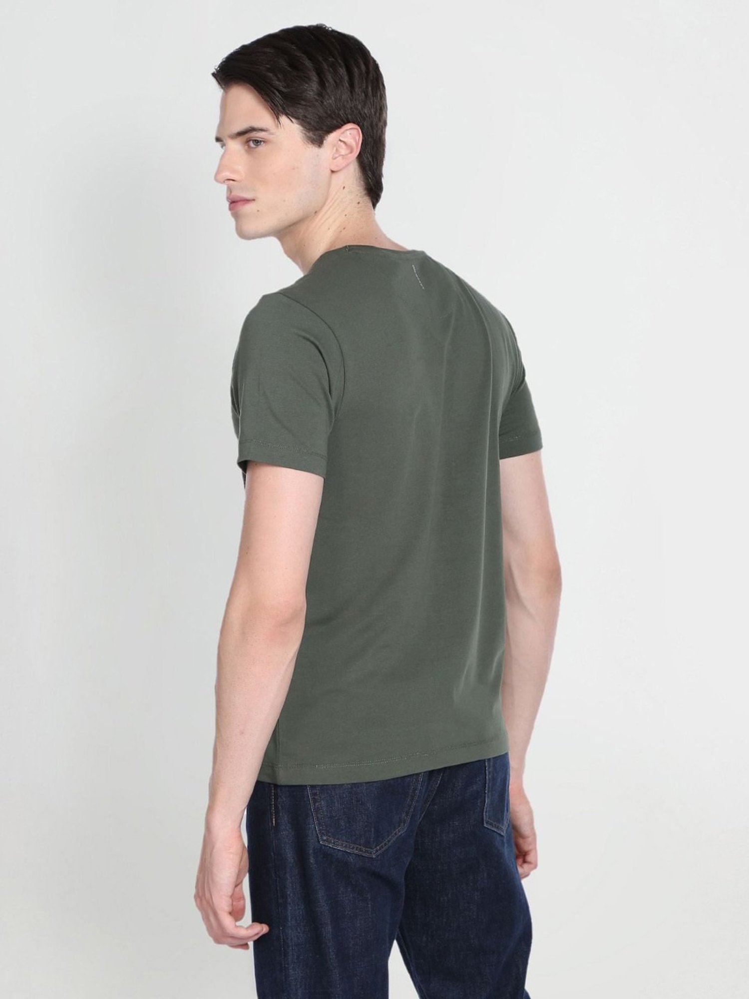 Arrow New York Green Cotton Regular Fit Printed T-Shirt