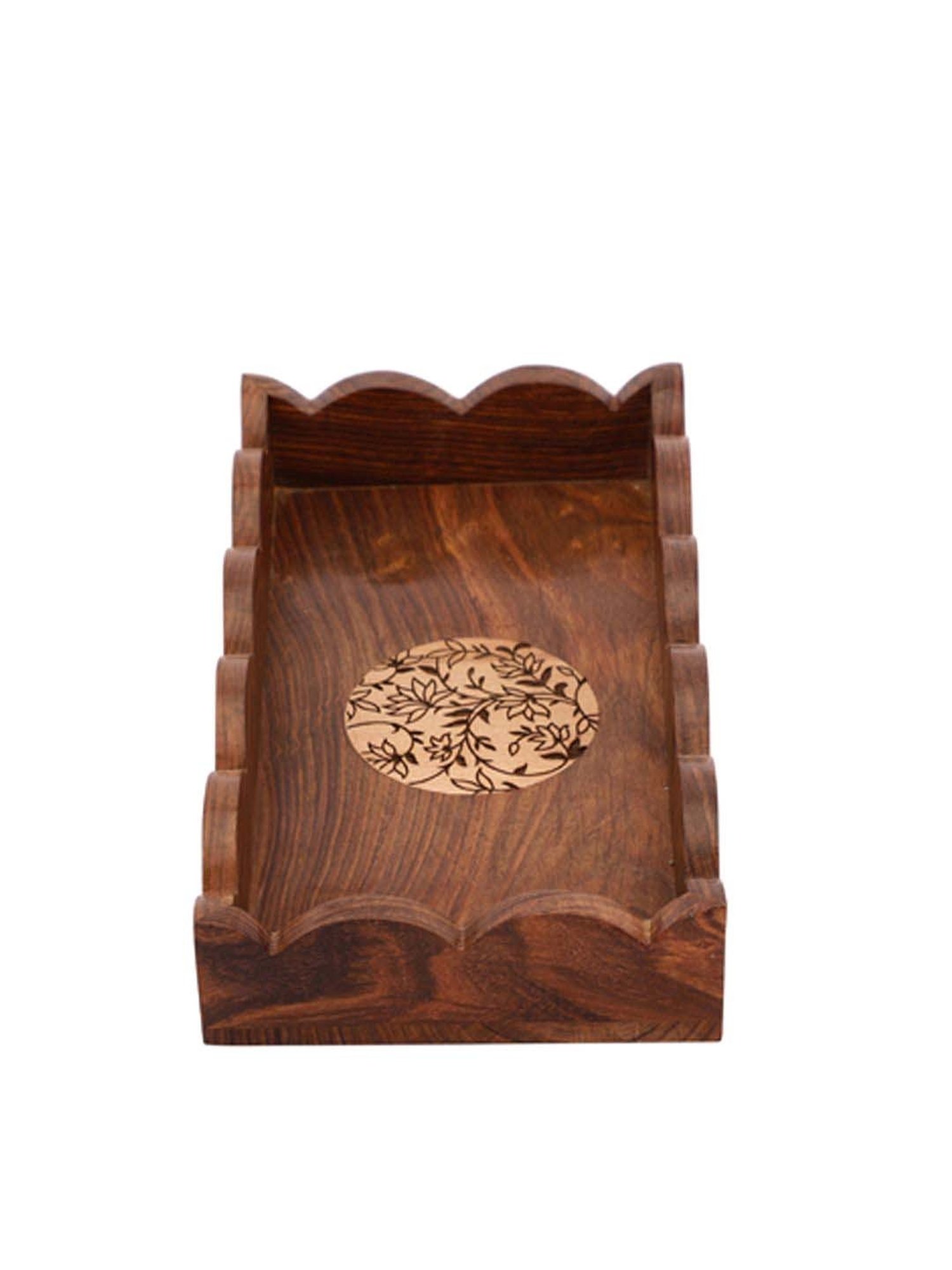 VarEesha Gul Brown Sheesham Wood Rectangular Tray