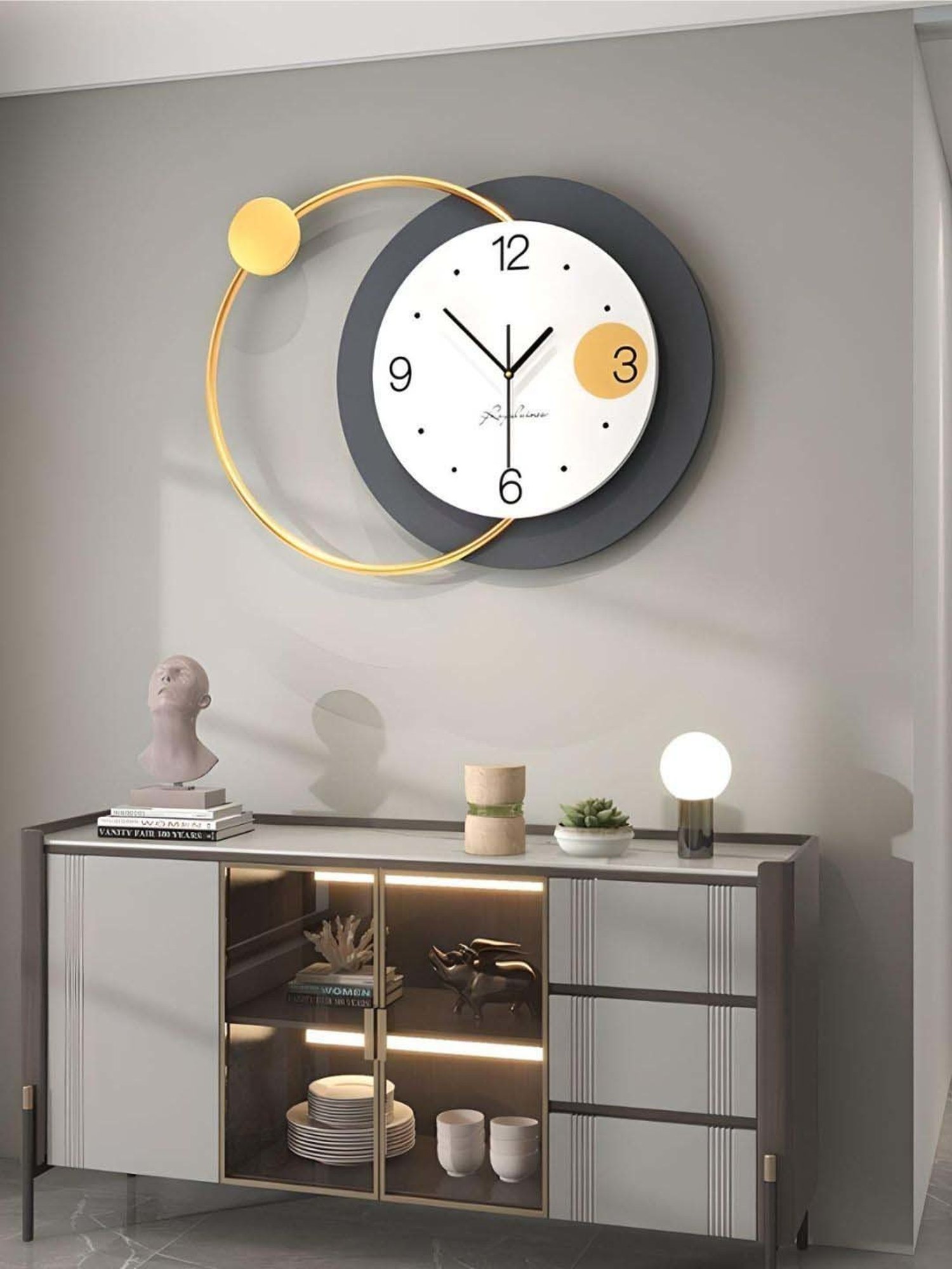 The Art House Black & Gold Metal Clock