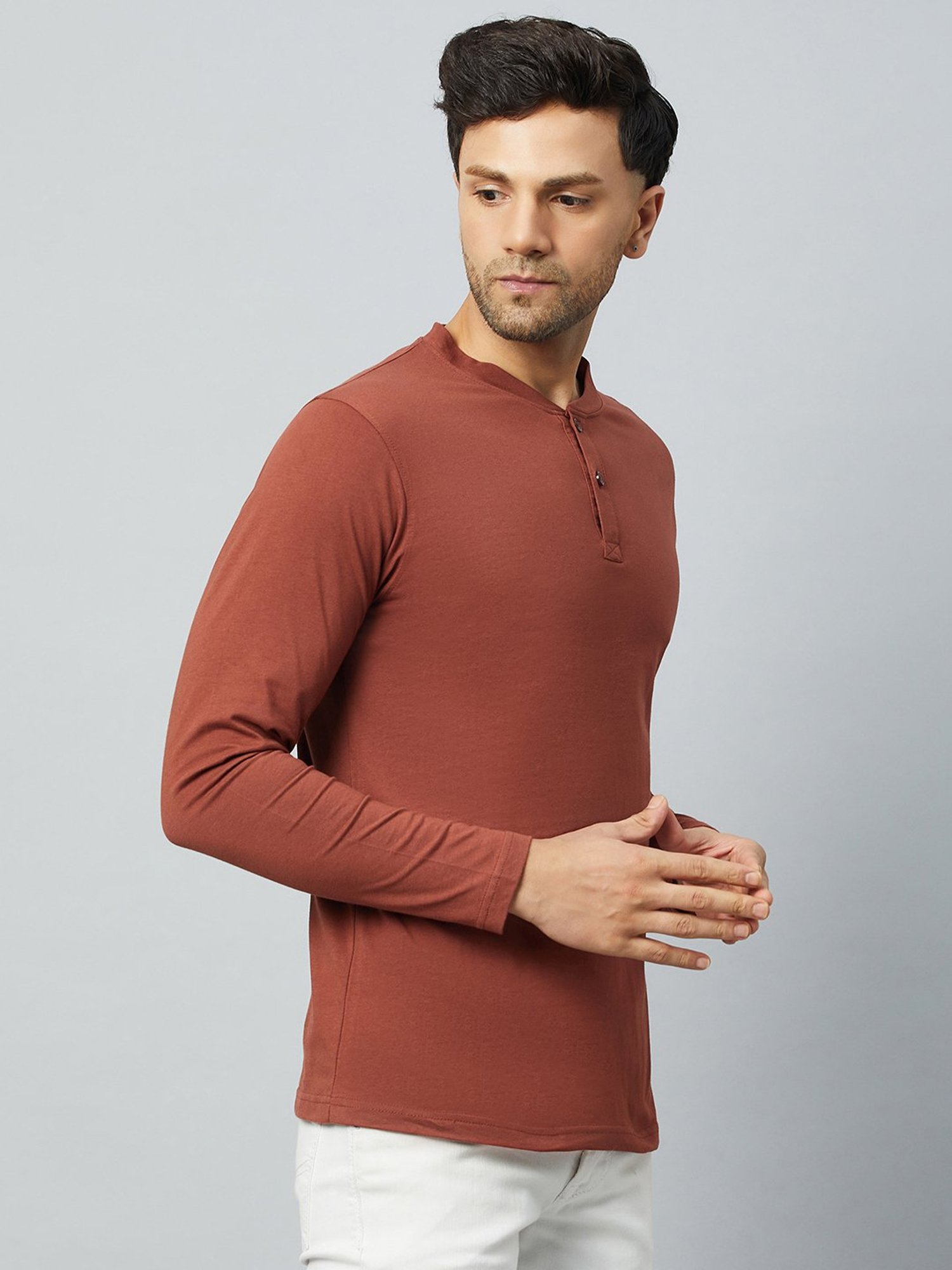 Club York Coffee Brown Regular Fit Henley T-Shirt