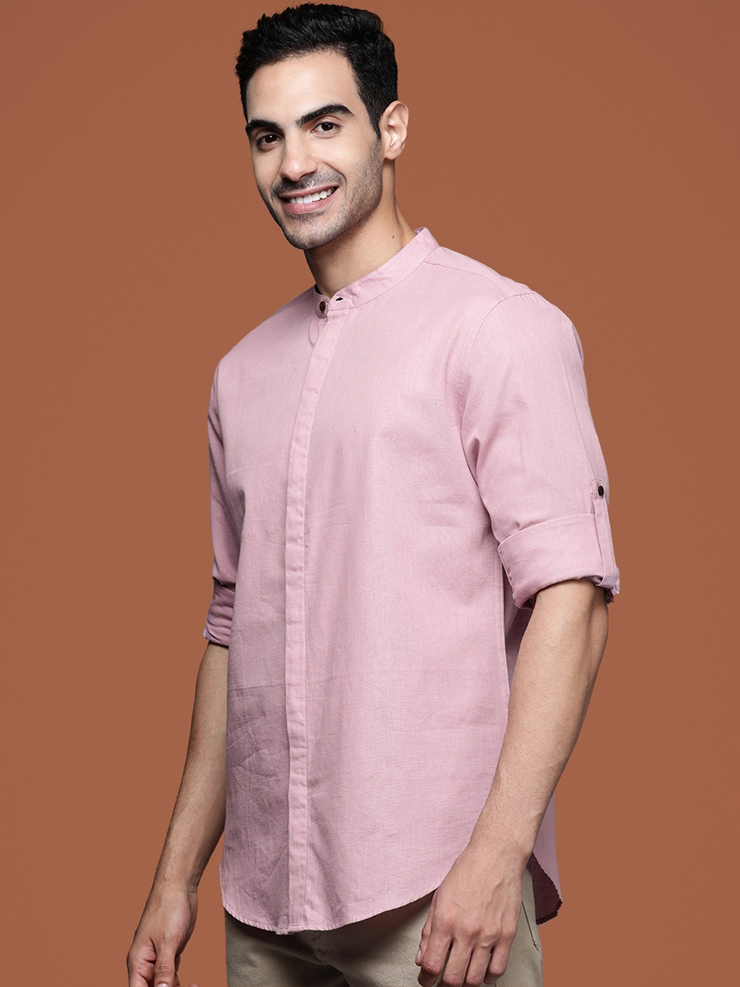 Indo Era Lavender Regular Fit Ethnic Shirt