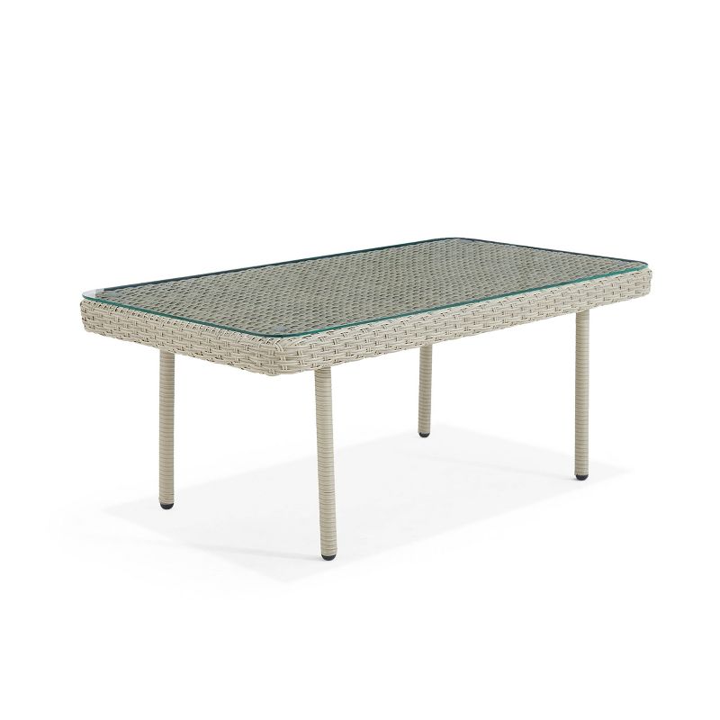 All-Weather Wicker Windham Outdoor Coffeee Table with Glass Top Gray - Alaterre Furniture