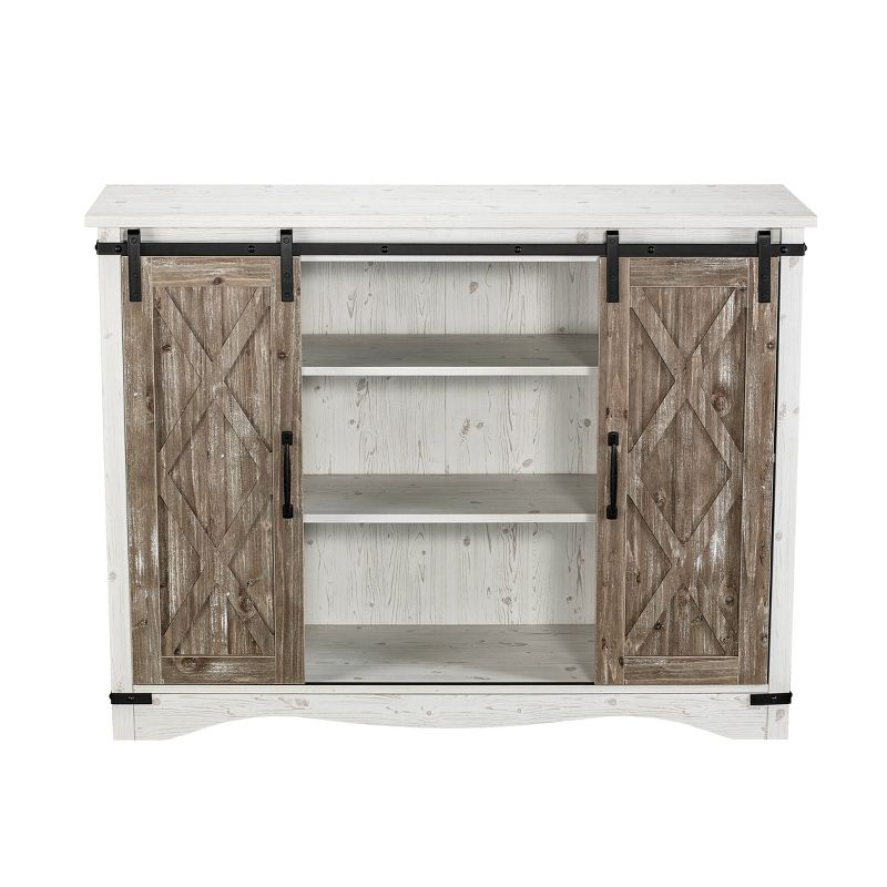 47" Barn Door Storage Accent Cabinet Off White - Home Essentials